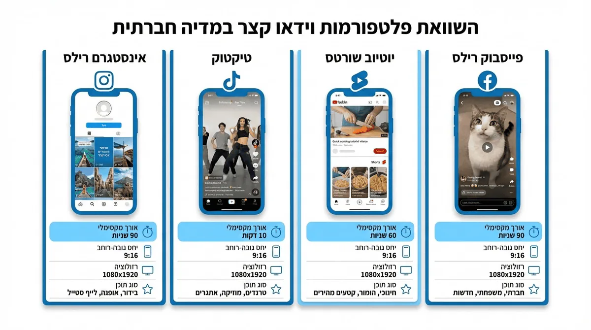 השוואת עריכת וידאו לאינסטגרם מול פלטפורמות אחרות