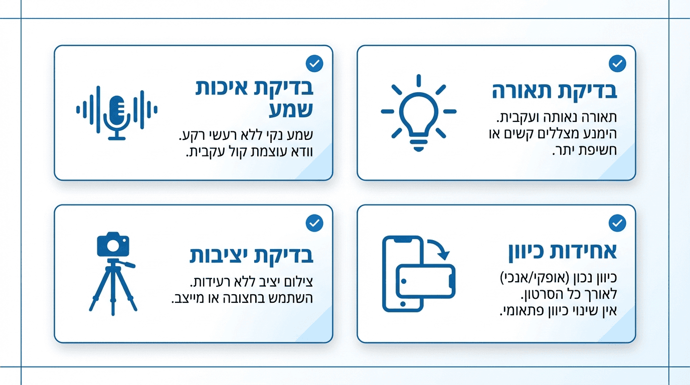 בדיקת איכות חומרים לסרטון פרידה - מה לבדוק לפני העריכה