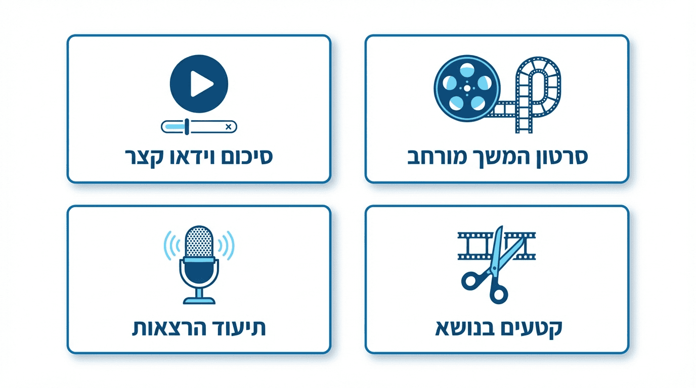 סוגי סרטונים שאפשר להפיק מאירוע חברה אחד - תרשים מקצועי