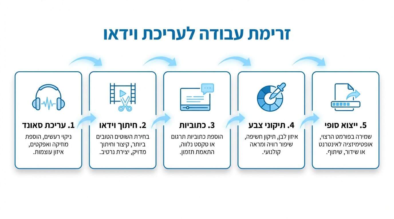 סדר עבודה נכון לעריכת וידאו - משלב הגלם לתוצר מוגמר