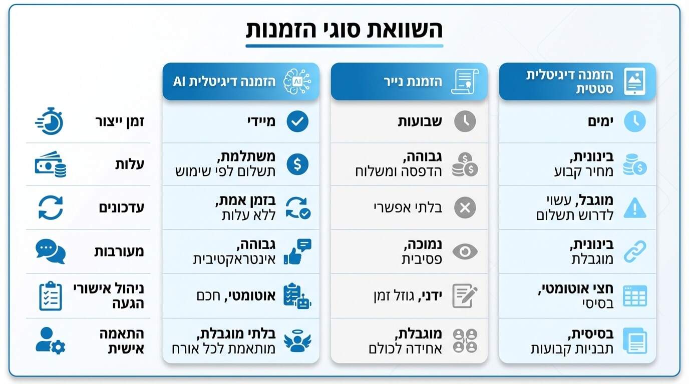 השוואת פתרונות הזמנות דיגיטליות מול שיטות מסורתיות