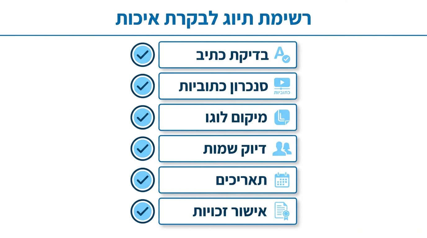 צ׳ק-ליסט איכות לסרטון AI לאירוע חברה
