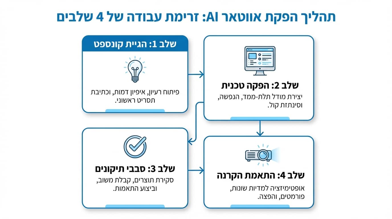 תהליך הפקת אוואטר AI מההזמנה ועד האירוע