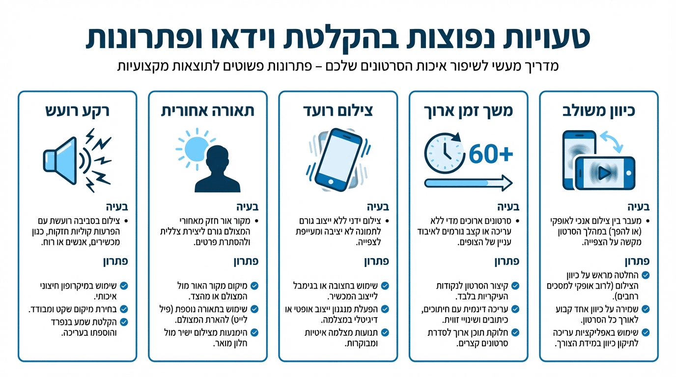 טעויות נפוצות בצילום ברכות וידאו ביתיות