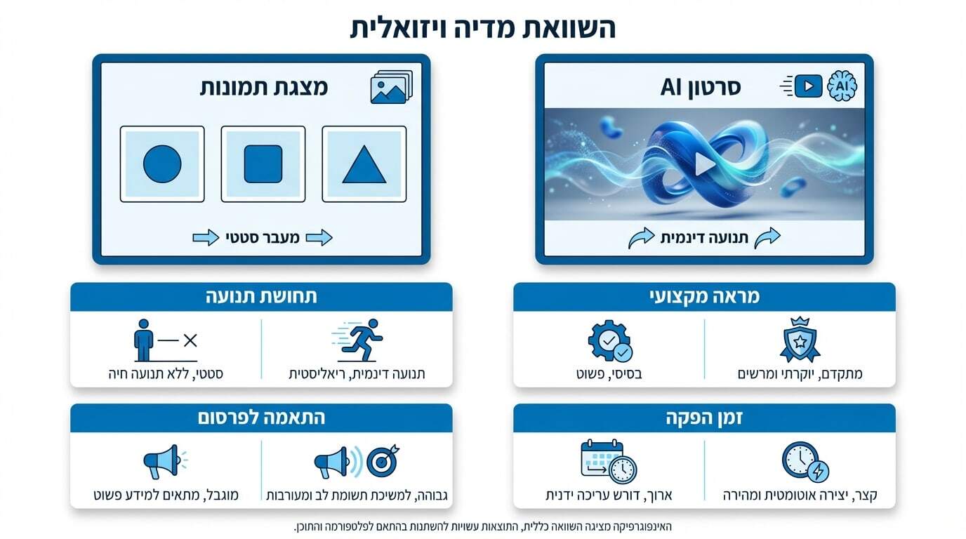 ההבדל בין מצגת תמונות לסרטון AI מקצועי