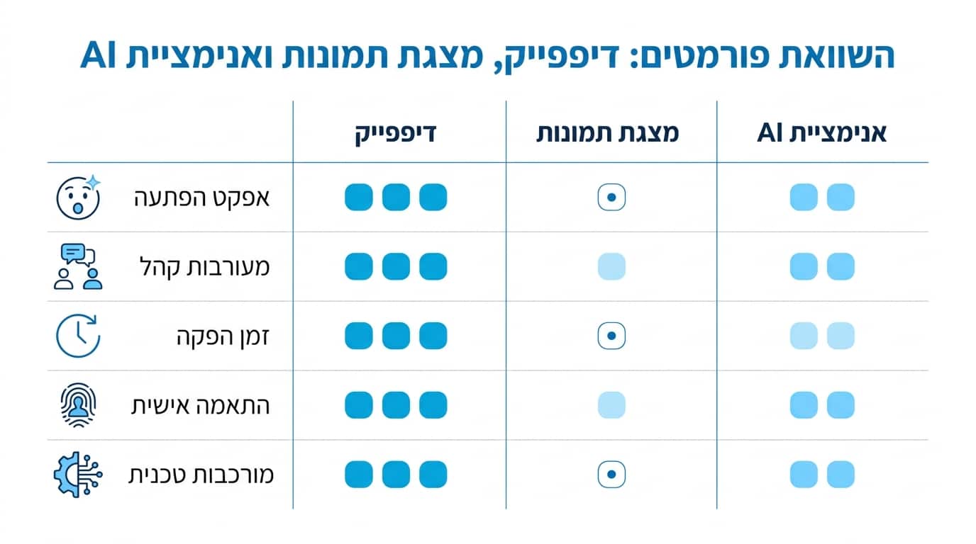 השוואה מקצועית בין דיפ פייק לאלטרנטיבות אחרות