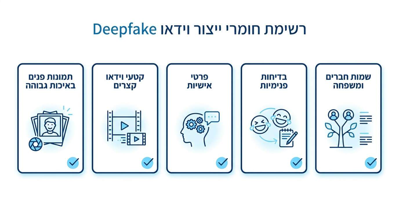 חומרים נדרשים להכנת סרטון דיפ פייק מקצועי