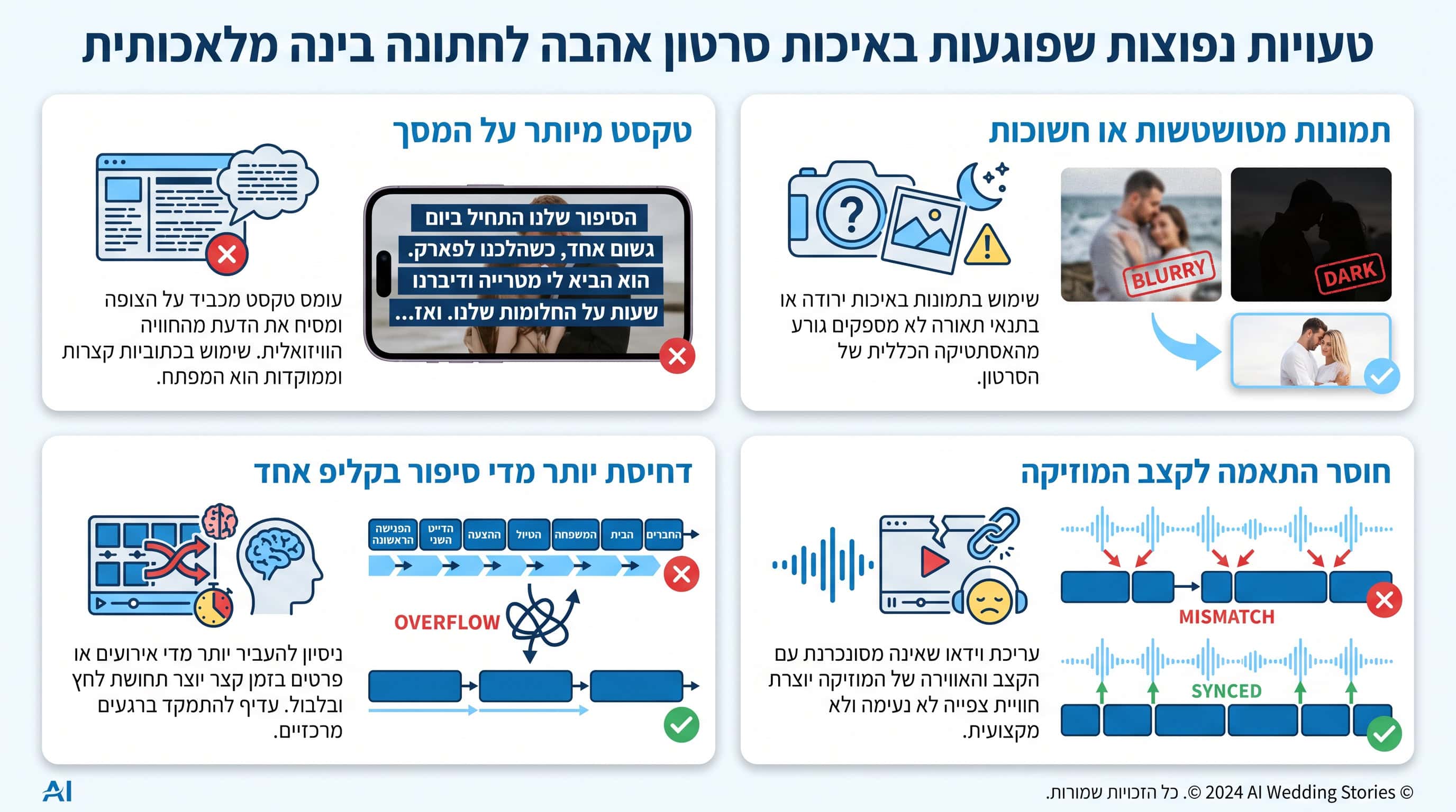 טעויות נפוצות שפוגעות באיכות סרטון סיפור אהבה מבוסס AI