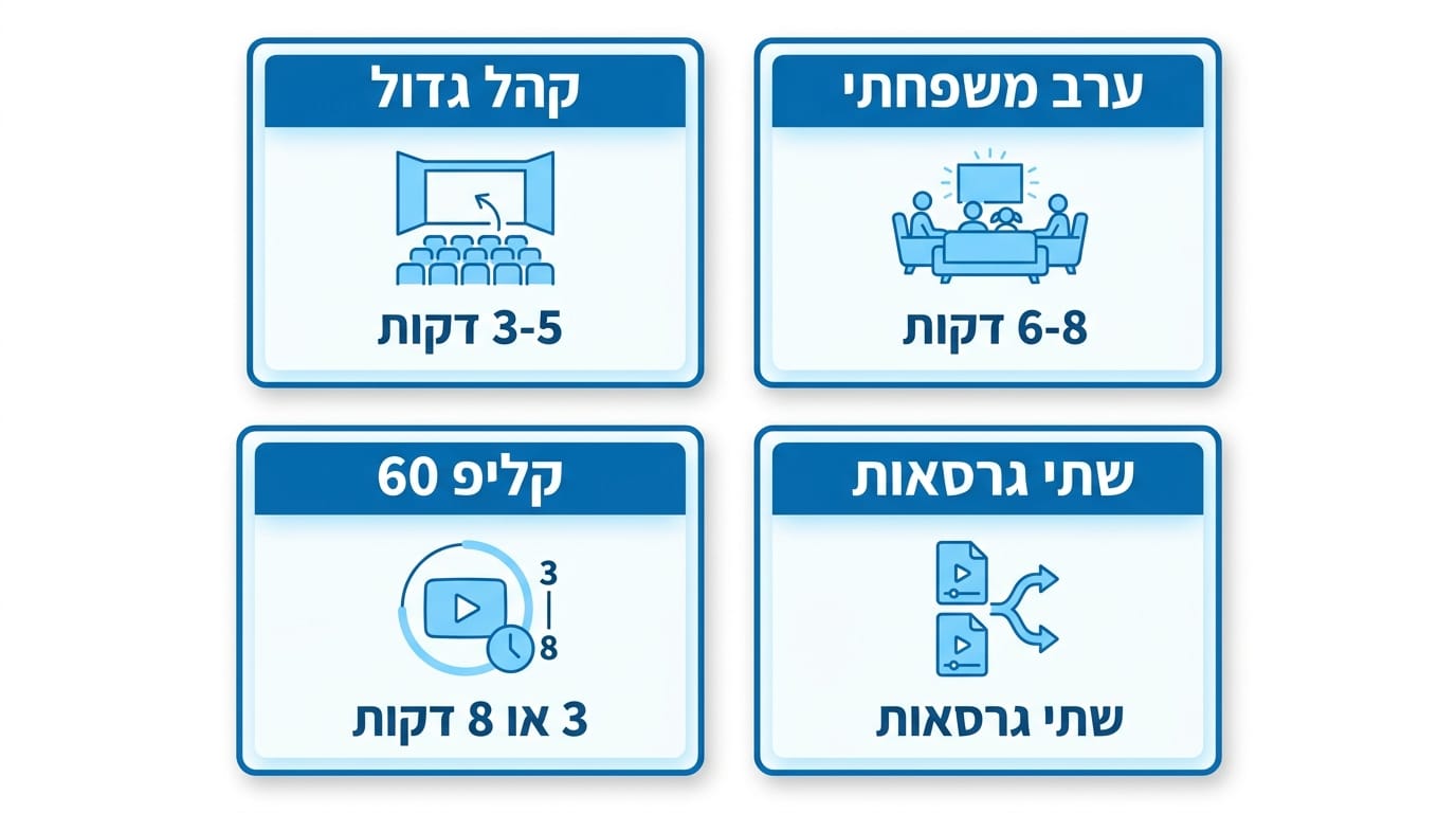 בחירת אורך הסרטון לפי הקהל וסוג האירוע